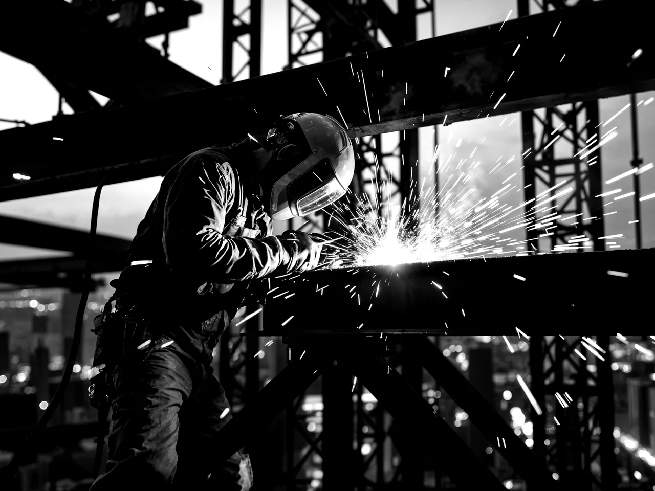 Profissional executando atividade de engenharia em estrutura industrial